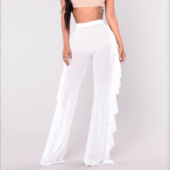 white swim cover up pants